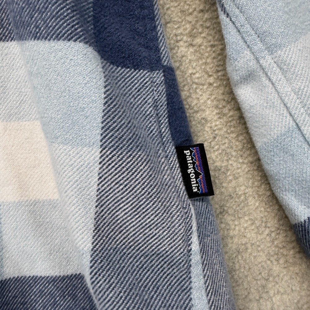 Patagonia Womens Fjord Flannel Shirt Woolly Blue Soft Organic Cotton Midweight L - Picture 4 of 7